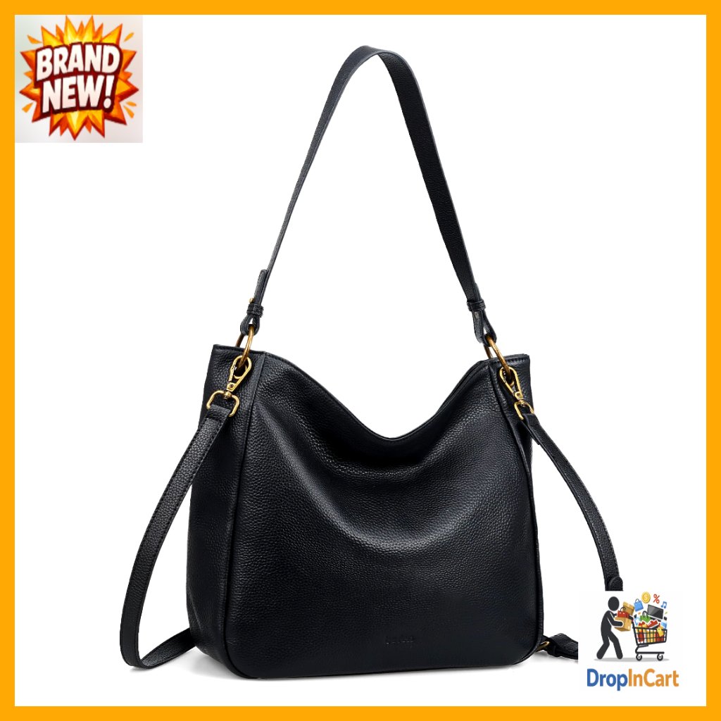 Genuine Leather Hobo Crossbody Bag Vintage Soft Shoulder Purse With Detachable